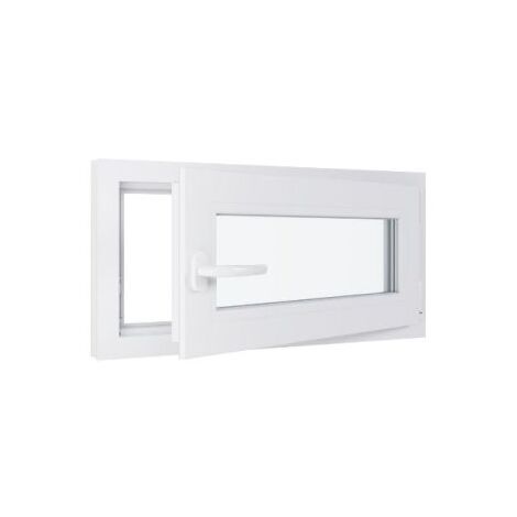Fenêtre PVC - Triple vitrage - Tirant Droite - Blanc - LxH : 800 mm x 400 mm