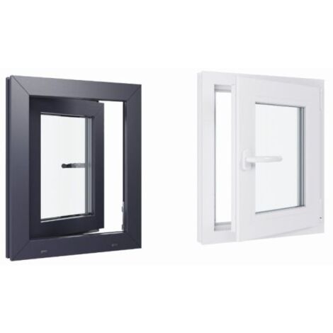 Fenêtre PVC bicolore - Triple vitrage - Tirant Droite - Blanc et Anthracite - LxH : 500 mm x 600 mm