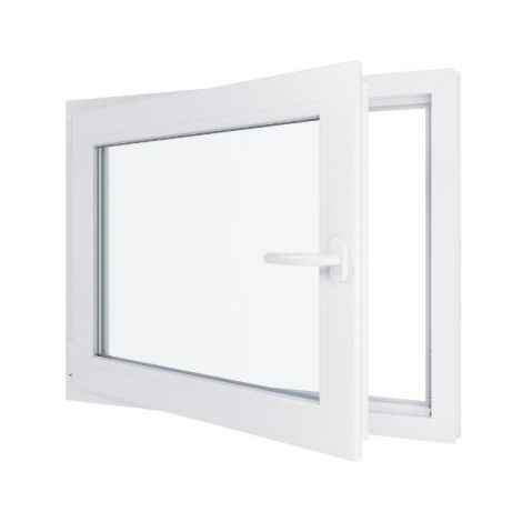 Fenêtre PVC - Triple vitrage - Tirant Gauche - Blanc - LxH : 900 mm x 800 mm (1/5)