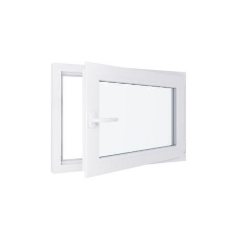 Fenêtre PVC - Triple vitrage - Tirant Droite - Blanc - LxH : 900x600 mm (1/5)