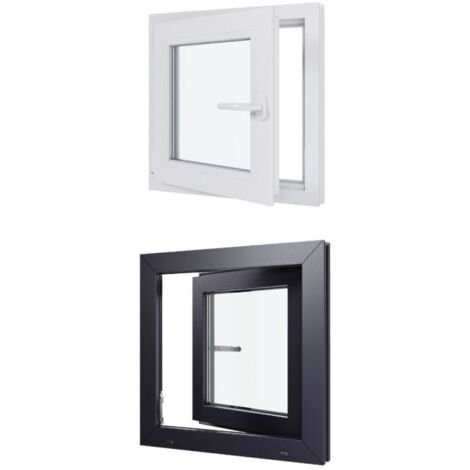 Fenêtre PVC bicolore - Triple vitrage - Tirant Gauche - Blanc et Anthracite - LxH : 600 mm x 600 mm