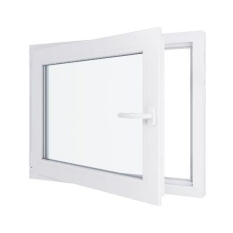 Fenêtre PVC - Triple vitrage - Tirant Gauche - Blanc - LxH : 900x700 mm (1/5)