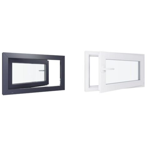 Fenêtre PVC bicolore - Triple vitrage - Tirant Droite - Blanc et Anthracite - LxH :