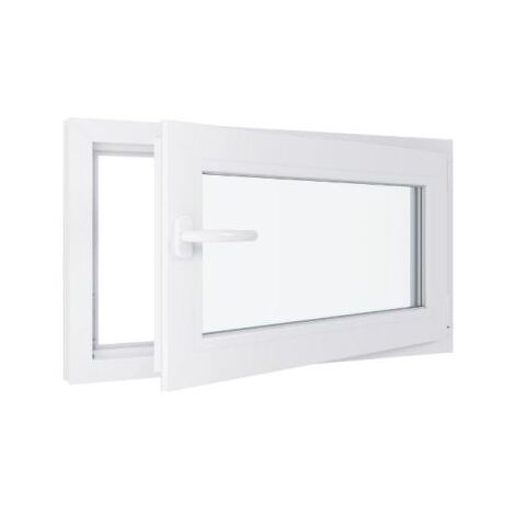 Fenêtre PVC - Triple vitrage - Tirant Droite - Blanc - LxH : 900x500 mm (1/5)