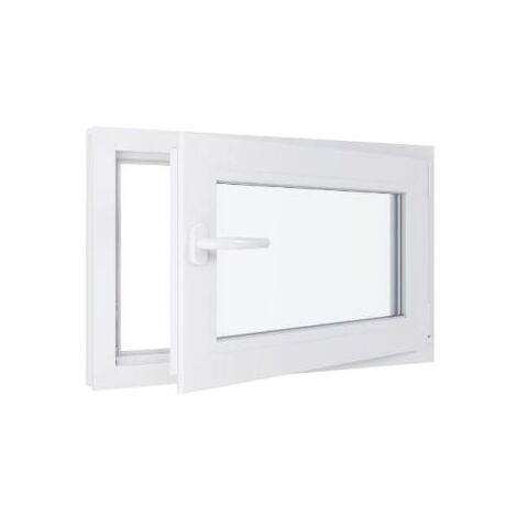 Fenêtre PVC - Triple vitrage - Tirant Droite - Blanc - LxH : 800x500 mm (1/5)