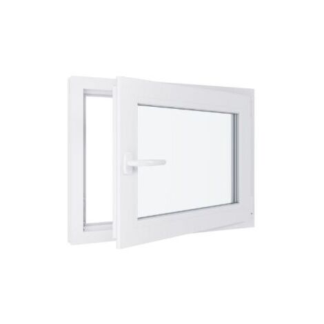Fenêtre PVC - Triple vitrage - Tirant Droite - Blanc - LxH : 800 mm x 600 mm (1/5)