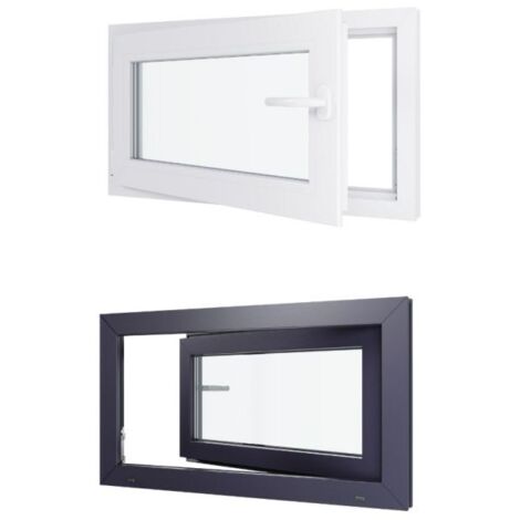 Fenêtre PVC bicolore - Triple vitrage - Tirant Gauche - Blanc et Anthracite - LxH :