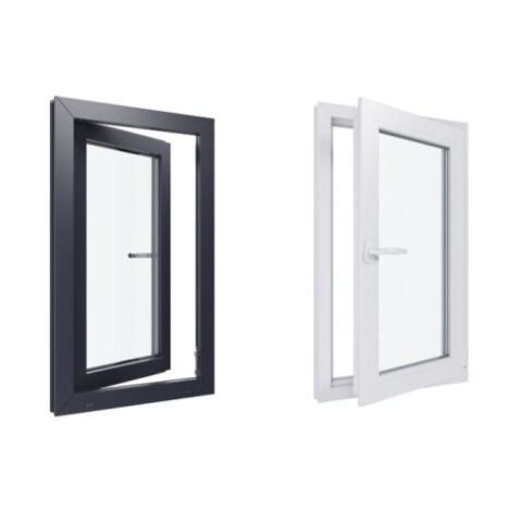 Fenêtre PVC bicolore - Triple vitrage - Tirant Droite - Blanc et Anthracite - LxH : 600 mm x 1000 mm (1/5)