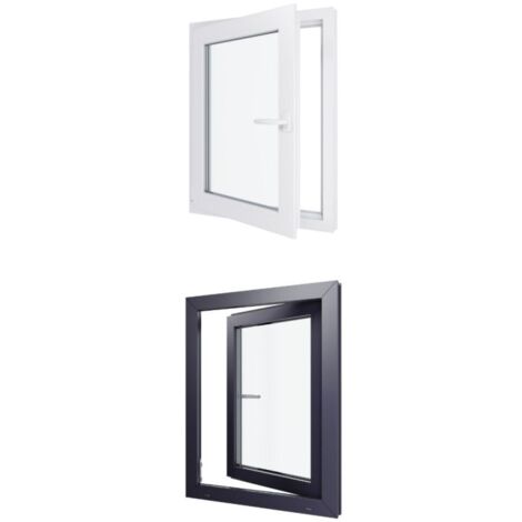 Fenêtre PVC bicolore - Triple vitrage - Tirant Gauche - Blanc et Anthracite - LxH : 700 mm x 900 mm (1/5)