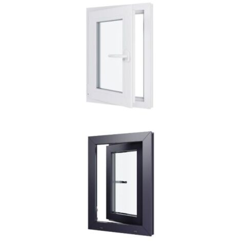 Fenêtre PVC bicolore - Triple vitrage - Tirant Droite - Blanc et Anthracite - LxH : 500 mm x 700 mm (1/5)