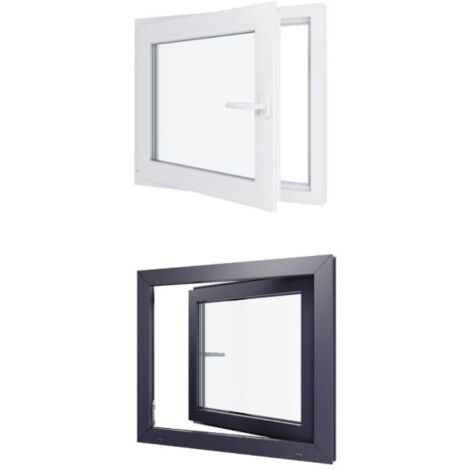 Fenêtre PVC bicolore - Triple vitrage - Tirant Gauche - Blanc et Anthracite - LxH : (1/5)