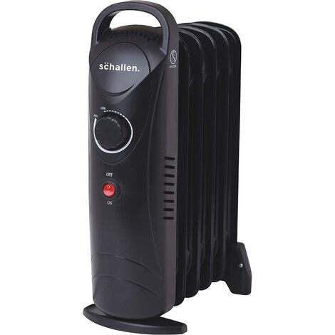 Schallen Black Portable Electric Slim Oil Filled Radiator Heater with  Adjustable Temperature Thermostat, 3 Heat Settings u0026 Safety Cut Off (800W 6  Fin)