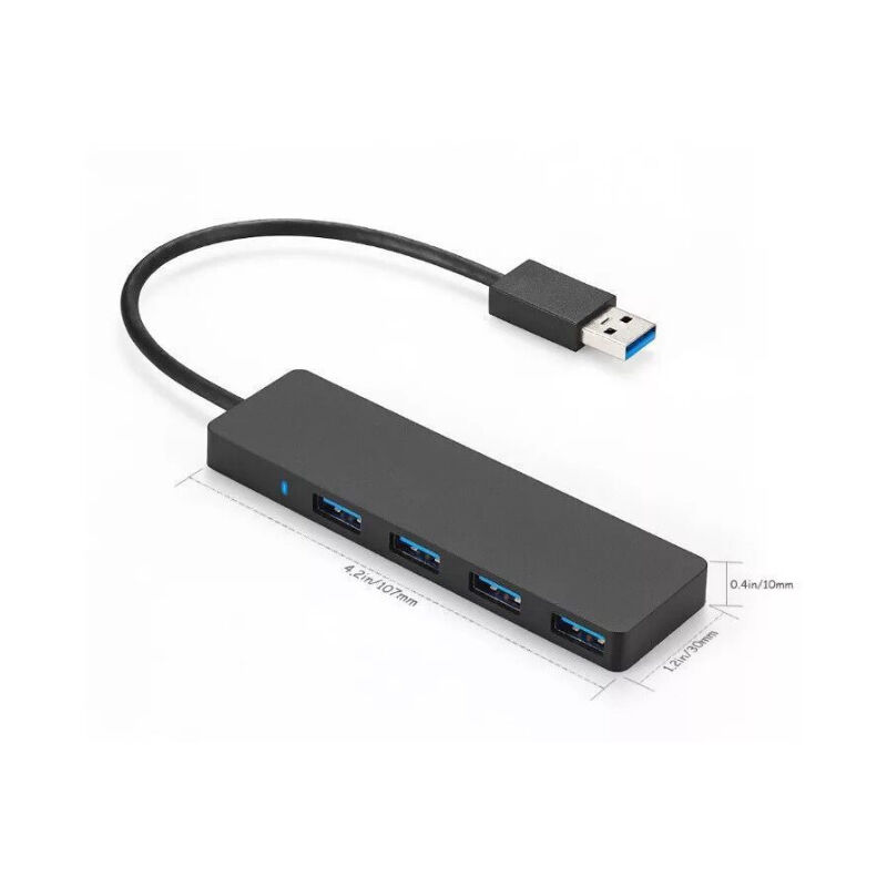 Powered 4-Port USB 3.0 Hub 5Gbps Portable Compact for PC Mac