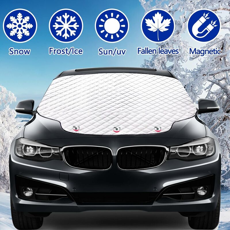 Car Front Windshield Cover, Magnetic Windshield Cover, Sun Shade Anti Frost Snow  Anti Ice UV Sun Protection Universal Folding for Car SUV(183 x 116cm)  GROOFOO