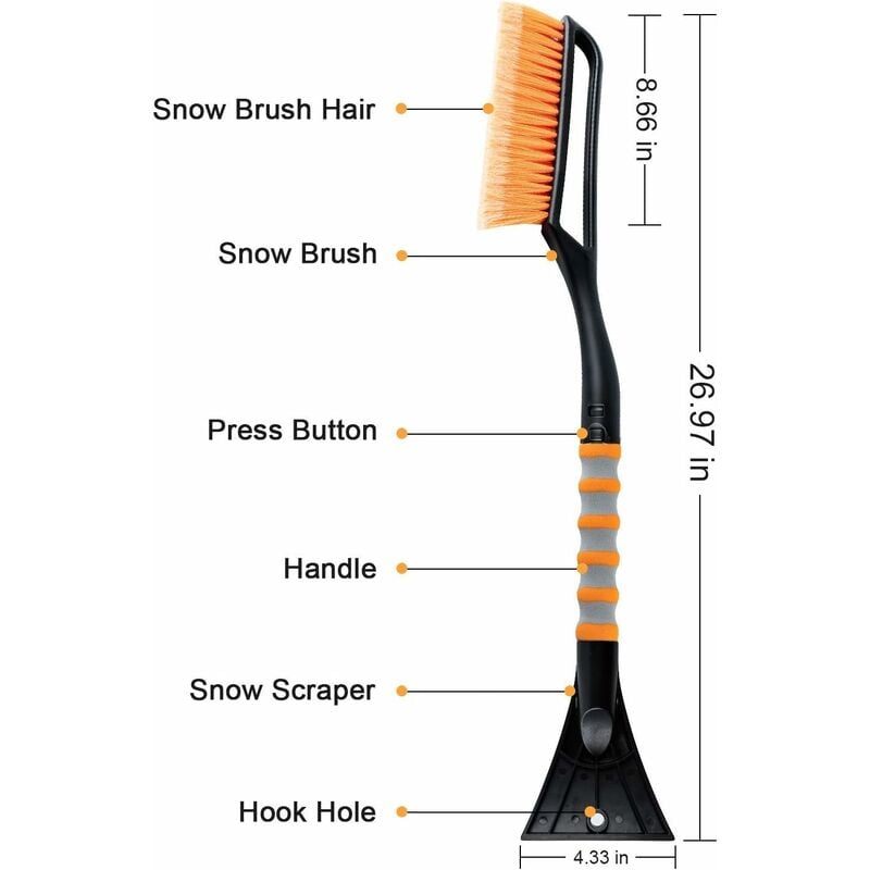 51 Inch Truck Snow Brush Scraper Long Handle Heavy Duty Extendable Foam  Grip