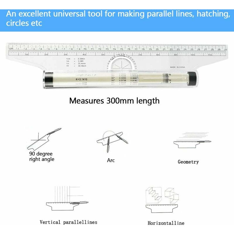 Simple Style Stationery Supplies 30cm Angle Rectangle Ruler Protractor  Drawing Tool Compass Parallel Ruler, Today's Best Daily Deals