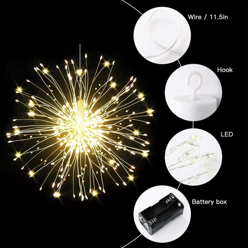 LED Starburst Light with Remote Meteor Firework Lights Christmas String  Lights