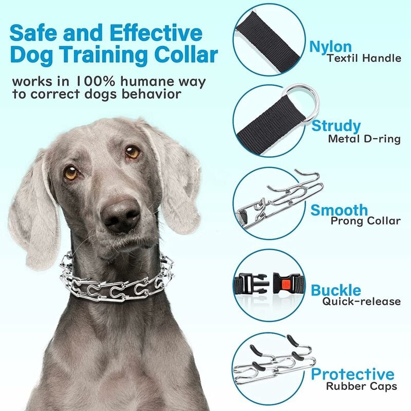 Dog Prong Training Collar Dog Choke Collar with Snap Buckle No Pull Dog Collar for Medium and Large Breed Dogs 3.0mmx50cm GROOFOO