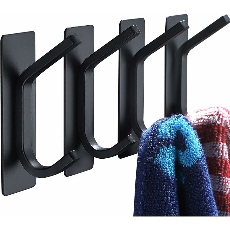 GROOFOO Towel Hooks/Adhesive Hooks 4-Packs Stainless Steel Brushed