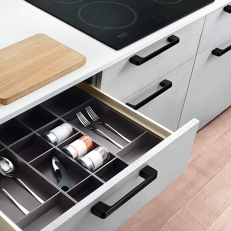 GROOFOO Set of 6 Kitchen Cabinet Handle Black 128mm, Modern Handle