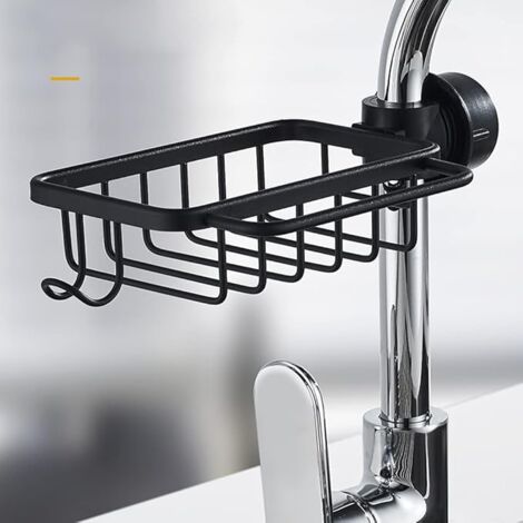 Faucet Sponge Holder Kitchen Sink Caddy Organizer Over Faucet Hanging Faucet  Drain Rack for Sink Organizer,Black Gold 