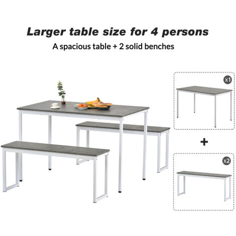 Groofoo 3-Piece Space-Saving 4-Person Dining Table and Bench Set for Kitchen Patio Outdoor(Black) (1/5)
