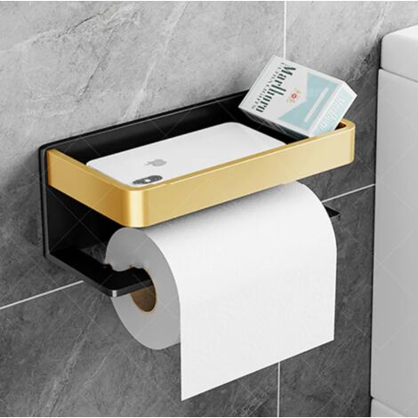 Groofoo Toilet Paper Holder Aluminum Wall Mount Roll Holder With Spacious Shelves Wall Mounted