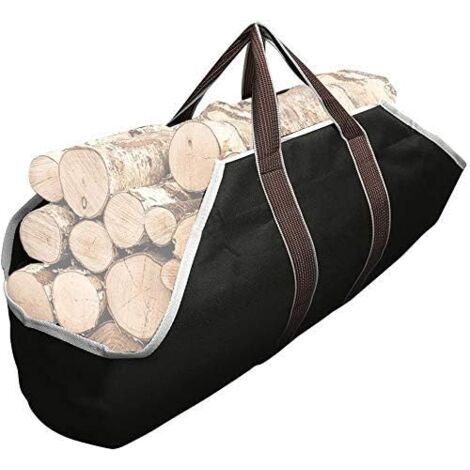 GROOFOO Toile Sac à bûche Cheminée Sac de Rangement pour Le Bois de Chauffage Grande capacité Porte-bûches De Plein air Porte-bûches en Bois ciré avec poignées Solide Sac de Transport en Bois