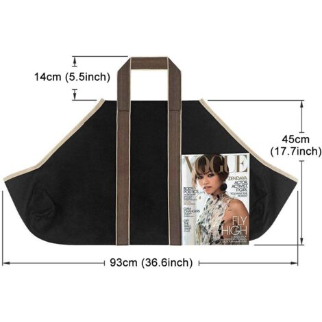 GROOFOO Toile Sac à bûche Cheminée Sac de Rangement pour Le Bois de Chauffage Grande capacité Porte-bûches De Plein air Porte-bûches en Bois ciré avec poignées Solide Sac de Transport en Bois