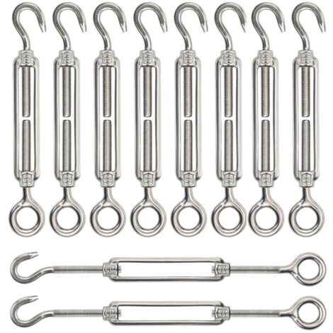 Tendeurs Câble Acier Inoxydable M5 Lot De 5 - Avec Crochet Et Œillet Pour Cordes, Tentes, Lingerie