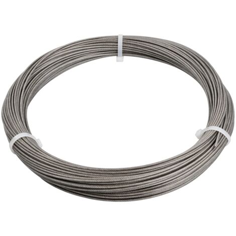 GROOFOO 50M Wire Rope, 304 Stainless Steel Cable PVC Coated 2mm, Extra ...