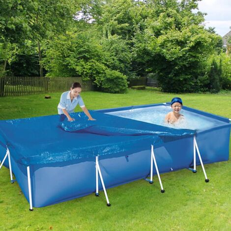GROOFOO bache pour piscine rectangulaire, Piscine Rectangulaire,bâche Protection pour Piscine,Bâche À Bulles Piscines Tubulaires, Housse Anti Pluie Bleu(400x211CM)