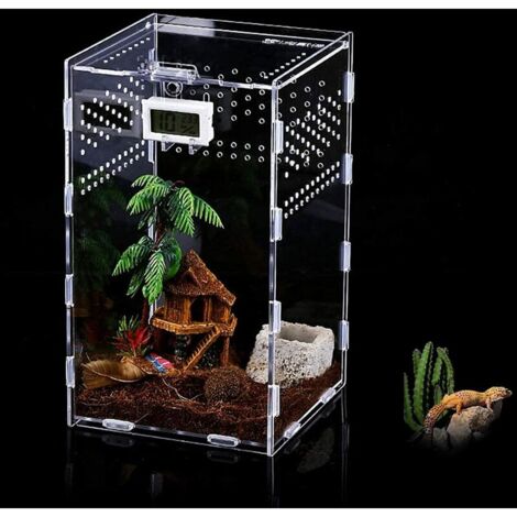 GROOFOO Insect Feeding Box Acrylic Terrarium Containers for Scorpion Frog Portable Crawling Pet Reptile Habitat Anti Escape Design