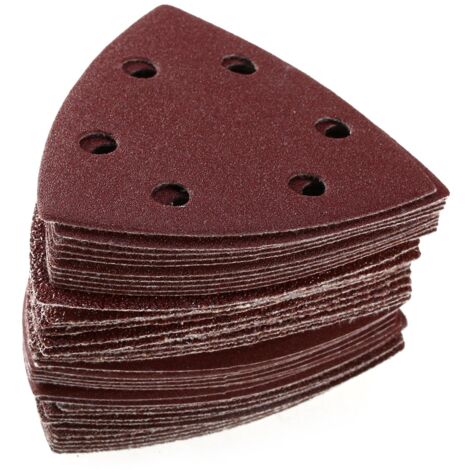 GROOFOO 100PCS Triangle Sanding Discs Sandpaper 6 Hole Grit 40/60/80 ...