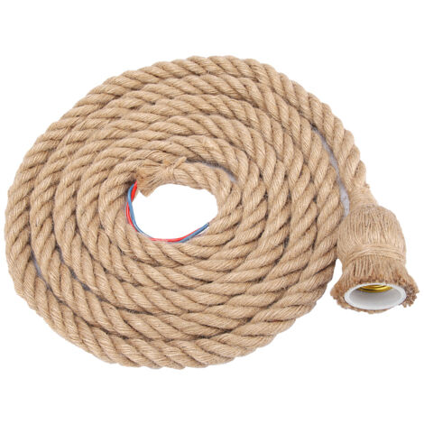 GROOFOO 2m E27 Vintage Hemp Rope Ceiling Light Base Pendant Lamp Bulb Holder (1holder)