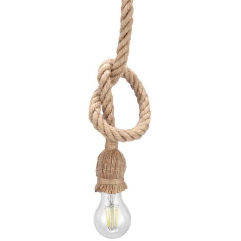 GROOFOO 2m E27 Vintage Hemp Rope Ceiling Light Base Pendant Lamp Bulb Holder (1holder)