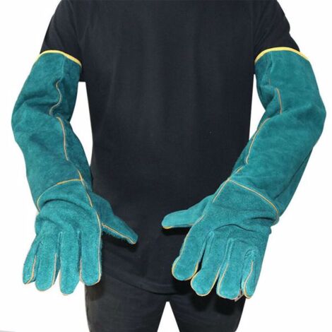 GROOFOO Welding gloves,heat resistant gloves,  Welding Work Cotton Lined Green Split Leather Welding Safety Working Gloves