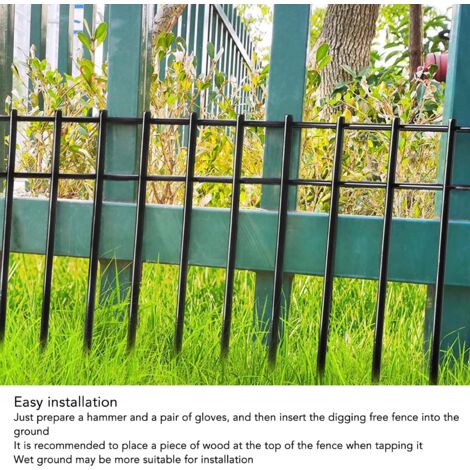 GROOFOO 10 Pack No Dig Pet Gates, Rustproof Alloy Steel Garden Fences, Outdoor Fences for Dogs and Rabbits, 20 x 12 Inch