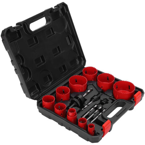 GROOFOO 17Pcs Red High Speed Steel Bi-Metal Hole Saw Set Woodworking Hole Saw Cutter Drilling Tools (1/5)