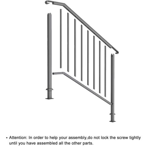 GROOFOO Premium Matte Black 3-Tier Outdoor Iron Handrail – Rust-Resistant, Easy Install, Durable & Stylish for Modern Exteriors