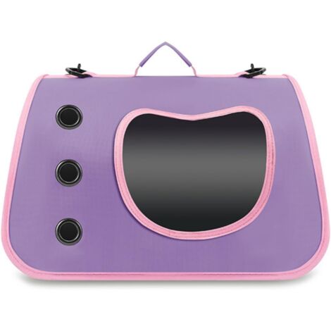 Portable Cat Carrier Backpack for Small Pets – Foldable Breathable Design, Multifunctional Pet Travel Bag (Dog & Cat), Oxford Cloth, Adjustable Strap, Lightweight & Secure (Purple) (1/5)