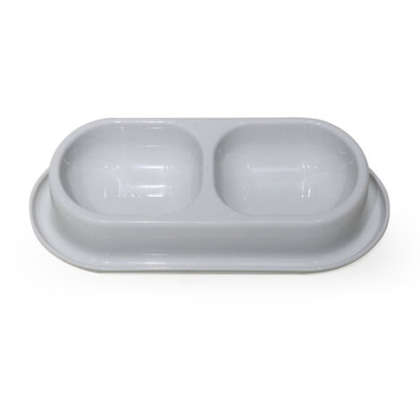 Double Pet Food Bowl No-Spilling Cat Food and Water Bowl Set Large-Capacity Dog Cat Eating and Drinking Bowl for Small Medium Size,light gray