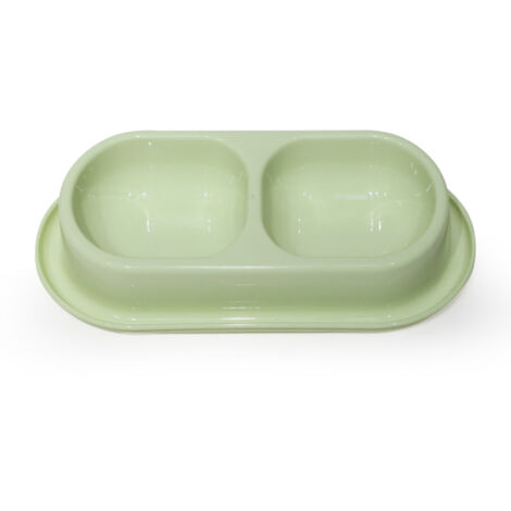 Double Pet Food Bowl No-Spilling Cat Food and Water Bowl Set Large-Capacity Dog Cat Eating and Drinking Bowl for Small Medium Size,green (1/5)
