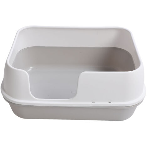 Cat Litter Box Extra Large Semi Enclosed Splash Proof Safe Removable Kitty Litter Pan with Scoop White (1/5)
