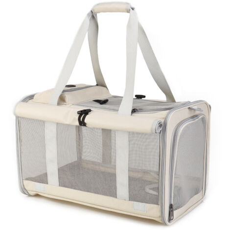 Cat Carrier Bag Portable Foldable Pet Carrier for Small Cats and Dogs with Large Opening Breathable Hands-Free Pet Carrying Bag for Travel white (1/5)