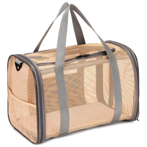 Breathable Mesh Pet Carrier Large-Space Cat Carrying Bag with Shoulder Strap & Removable Mat Foldable Pets Travel Carriers for Cats Dogs, Yellow