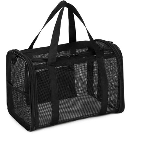 Breathable Mesh Pet Carrier Large-Space Cat Carrying Bag with Shoulder Strap & Removable Mat Foldable Pets Travel Carriers for Cats Dogs, Black