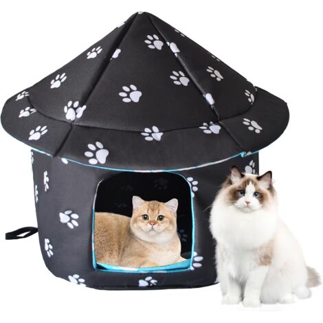 Cats Shelter Cat Bed Weatherproof Foldable Kitten House Warm Feral Pet Cave for Outdoor Insulated Waterproof Thicken Tent Beds Shelter Home Indoor Small Dog Houses for Kitten Puppy(Black,Medium-Houses (1/5)