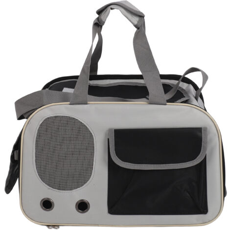 Pet Carrier Bag Breathable Foldable Oxford Cloth Steel Wire Frame Cat Travel Handbag with Adjustable Strap for Outdoor Black (1/5)