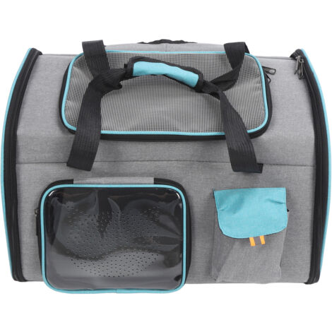 Pet Carrier Breathable Mesh Pet Carrier Backpack Large Capacity Portable Cat Carrier Easy to Clean Dog Carrier for Outdoors Grey and Blue
